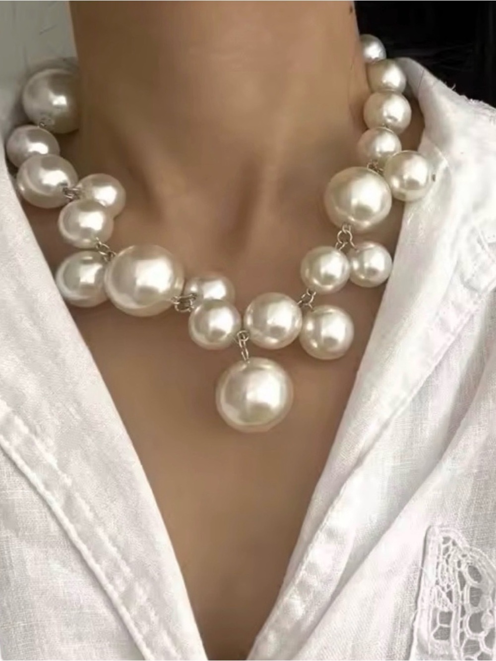 Necklace Big Pearls Beads Choker Necklaces